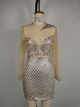 Load image into Gallery viewer, Spring Summer Women Clothing Sexy Gold Sprinkle Bead Film Cocktail Dress Hip Dress