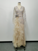 Load image into Gallery viewer, Women Clothing Sexy Gold Long Sleeve Cocktail Dress Trailing Dress
