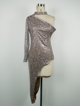 Load image into Gallery viewer, Spring Summer Women Clothing Bronzing One Shoulder Backless A Line Dress Sexy Dress