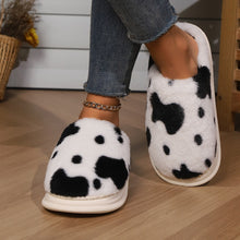 Load image into Gallery viewer, Cow Print Plush Slippers – Unisex Winter Slippers