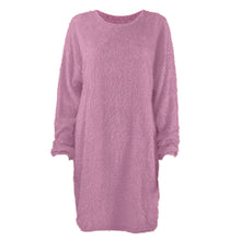 Load image into Gallery viewer, Autumn Winter Women Clothes Mid Length Long Sleeve Round Neck Loose Plush Dress