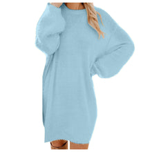 Load image into Gallery viewer, Autumn Winter Women Clothes Mid Length Long Sleeve Round Neck Loose Plush Dress