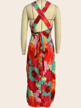Load image into Gallery viewer, Summer Women Casual V neck Printed Lace up Mid Length Dress