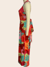 Load image into Gallery viewer, Summer Women Casual V neck Printed Lace up Mid Length Dress