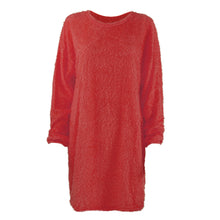 Load image into Gallery viewer, Autumn Winter Women Clothes Mid Length Long Sleeve Round Neck Loose Plush Dress