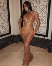 Load image into Gallery viewer, Spring Women Clothing Long Sleeve Casual Backless Golden Formal Dress