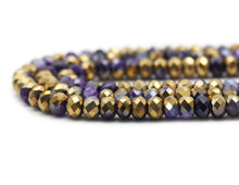 Load image into Gallery viewer, Hlaf Gold Plated Natural Purple Banded Agate Rondelle Faceted Beads, Sku#UA273c