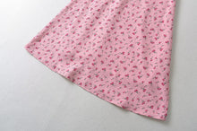 Load image into Gallery viewer, Summer Pink Roses Maxi Dress Puff Sleeve Self Tie Dress