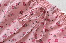 Load image into Gallery viewer, Summer Pink Roses Maxi Dress Puff Sleeve Self Tie Dress