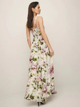 Load image into Gallery viewer, Women Clothing French Vintage Print Lace Up Midi Dress Waist Controlled Slimming Dress