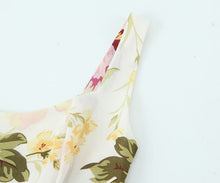 Load image into Gallery viewer, Women Clothing French Vintage Print Lace Up Midi Dress Waist Controlled Slimming Dress
