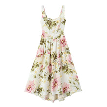 Load image into Gallery viewer, Women Clothing French Vintage Print Lace Up Midi Dress Waist Controlled Slimming Dress