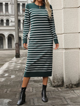 Load image into Gallery viewer, Winter Slim Fit Inter Color Women Knitwear Striped Dress Autumn Winter Dress