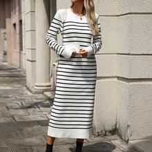 Load image into Gallery viewer, Winter Slim Fit Inter Color Women Knitwear Striped Dress Autumn Winter Dress