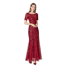 Load image into Gallery viewer, Summer Autumn Banquet Host Slim Mesh Sequ Evening Dress Fishtail Dress for Women