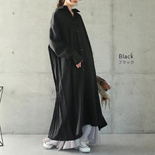 Load image into Gallery viewer, Spring Autumn Loose Overknee Dress Women Casual Large Version Back Pleated Long Shirt Dress