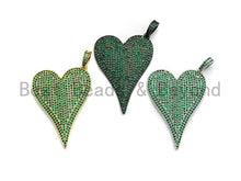Load image into Gallery viewer, CZ Green Micro Pave Large Heart Pendant, Heart Shaped Pave Pendant, Gold/Rose Gold/Silver/Gunmetal plated, 30x41mm, Sku#X53