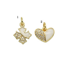 Load image into Gallery viewer, CZ Enamel Cross/Heart Charm, Sku#LD196