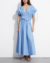 Load image into Gallery viewer, French Tea Break Elegant Dress Autumn V neck Applique Stitching A line Maxi Dress Women