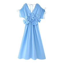 Load image into Gallery viewer, French Tea Break Elegant Dress Autumn V neck Applique Stitching A line Maxi Dress Women