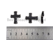 Load image into Gallery viewer, Black CZ Pave On Black Micro Pave Cross Spacer Beads with Black Crystal for Bracelet/Necklace, Spacer Beads,19x23mm, sku#C101