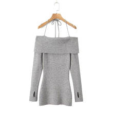 Load image into Gallery viewer, Off Shoulder Knitted Sling Dress Women Early Spring Inner Wear Bottoming Waist Tight Sexy Hip Dress