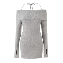 Load image into Gallery viewer, Off Shoulder Knitted Sling Dress Women Early Spring Inner Wear Bottoming Waist Tight Sexy Hip Dress