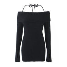 Load image into Gallery viewer, Off Shoulder Knitted Sling Dress Women Early Spring Inner Wear Bottoming Waist Tight Sexy Hip Dress