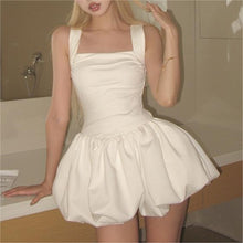 Load image into Gallery viewer, Ballet White Cami Dress Women Summer Small Waist A line Slimming Puffy Short Dress