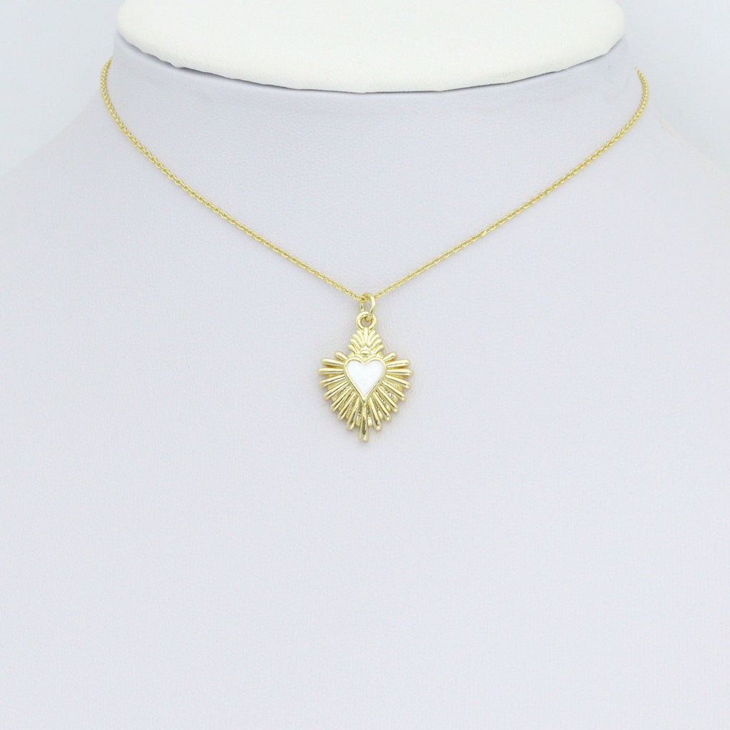 White Enamel Gold Heart Charm Pendant,Sku#LD719