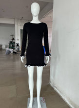 Load image into Gallery viewer, Wave Edge Dress Sexy Tight Wooden Ear Curling Knitted Dress Long Sleeve Ball Autumn Winter