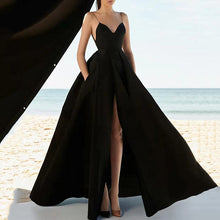 Load image into Gallery viewer, Summer Women Clothing Sexy V neck Dress Sling Solid Color Sleeveless Evening Dress