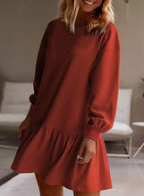 Load image into Gallery viewer, Women Clothing Crisscross Neckline Round Neck Long Sleeve Casual Sweatshirt Dress