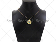 Load image into Gallery viewer, 18K Dainty Gold Enamel Evil Eye Flower On Round Coin Shape Pendant/Charm,Medallion Charm, Necklace Bracelet Charm Pendant,20x22mm,Sku#L518