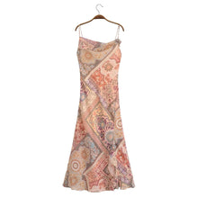 Load image into Gallery viewer, Women Backless Printing Color Contrast Loose Sling Dress