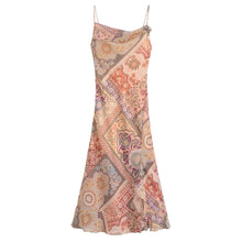 Load image into Gallery viewer, Women Backless Printing Color Contrast Loose Sling Dress