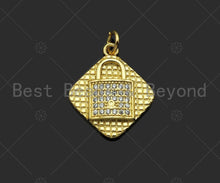 Load image into Gallery viewer, Gold Filled CZ Micro Pave Evil Eye Moon Heart Star Lock Medallion Pendant, 18K Gold Filled Charm,Necklace Bracelet Pendant,17x20mm,Sku#LK325