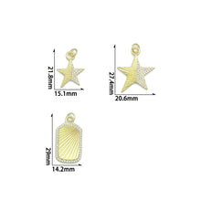 Load image into Gallery viewer, Clear CZ Radical Line Star Dogtag Rectangle Charm Pendant,Sku#LK1255