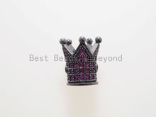 Load image into Gallery viewer, CZ King Crown Fuchsia Micro Pave Beads, Cubic Zirconia Crown Space Beads,Men's Women's Jewelry Making, 10x8mm, Sku#G405