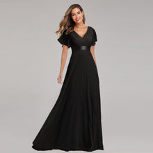 Load image into Gallery viewer, Hand-Folded Large V-neck Dress Chiffon Elastic Banquet Bridesmaid Evening Dress for Women