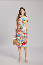 Load image into Gallery viewer, Summer Rose Puzzle Positioning Printed Waist Dress Slim fit Hip