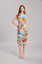 Load image into Gallery viewer, Summer Rose Puzzle Positioning Printed Waist Dress Slim fit Hip