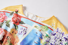 Load image into Gallery viewer, Summer Rose Puzzle Positioning Printed Waist Dress Slim fit Hip
