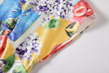 Load image into Gallery viewer, Summer Rose Puzzle Positioning Printed Waist Dress Slim fit Hip