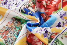 Load image into Gallery viewer, Summer Rose Puzzle Positioning Printed Waist Dress Slim fit Hip