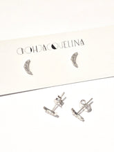 Load image into Gallery viewer, Sterling silver Moon rhinestone stud earrings