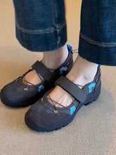 Load image into Gallery viewer, Women's Vintage Leather Mary Jane Shoes | Velcro Strap Thick Sole Low-Top