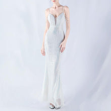 Load image into Gallery viewer, Dress Positioning Floral Sequin Craft Beaded Strap Evening Dress
