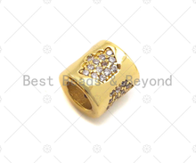 Load image into Gallery viewer, CZ Micro Pave Crown On Large Hole Tube spacer Beads,Sku#C122