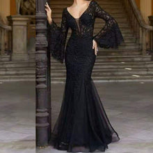 Load image into Gallery viewer, Arrival Women Clothing Dress Lace Embroidered Fishtail Black Slim Fit Evening Dress